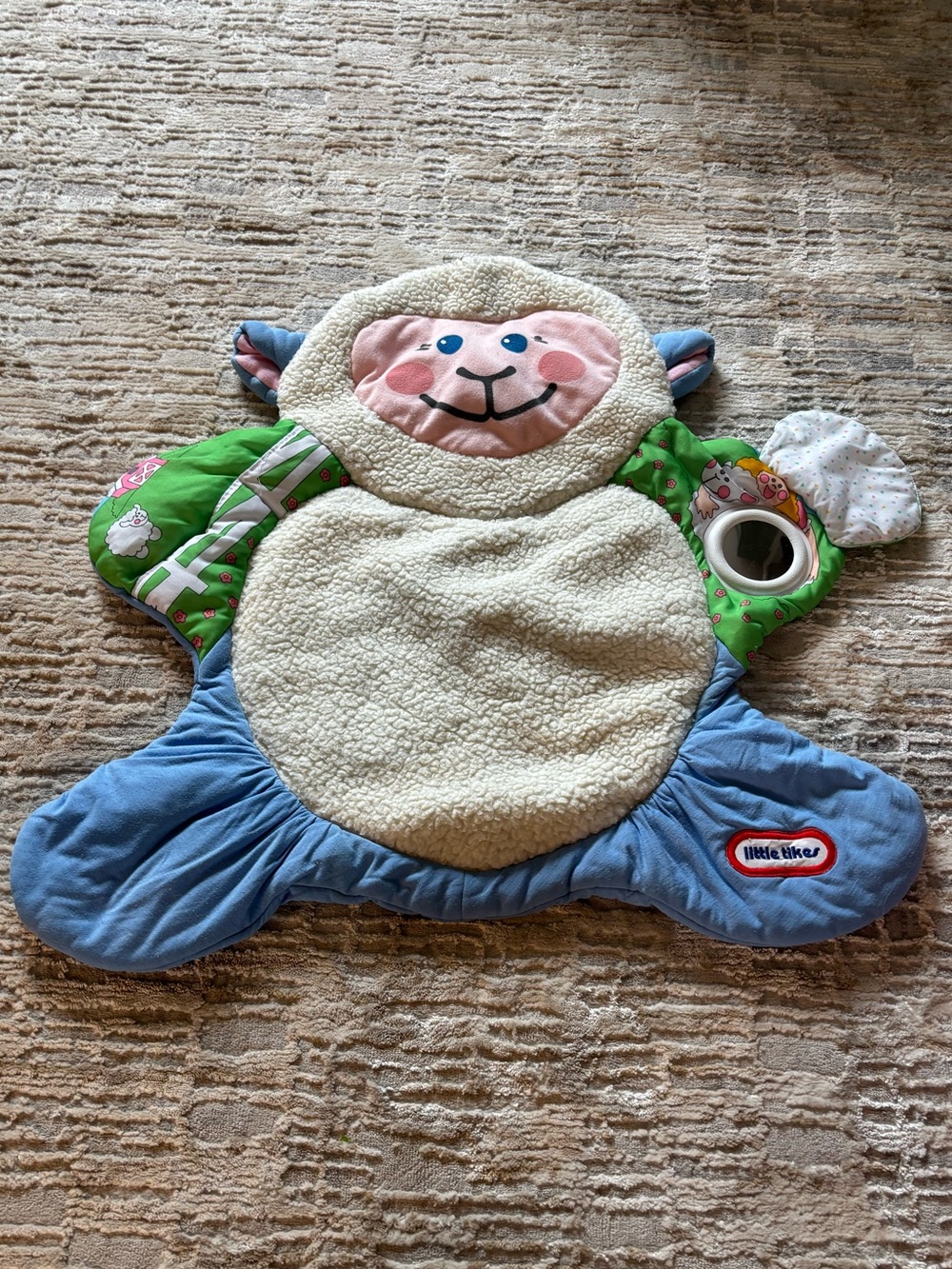 Vintage 1992 Little Tikes Fluffy Lamb Quilt Baby Play Mat Tummy Time Toy